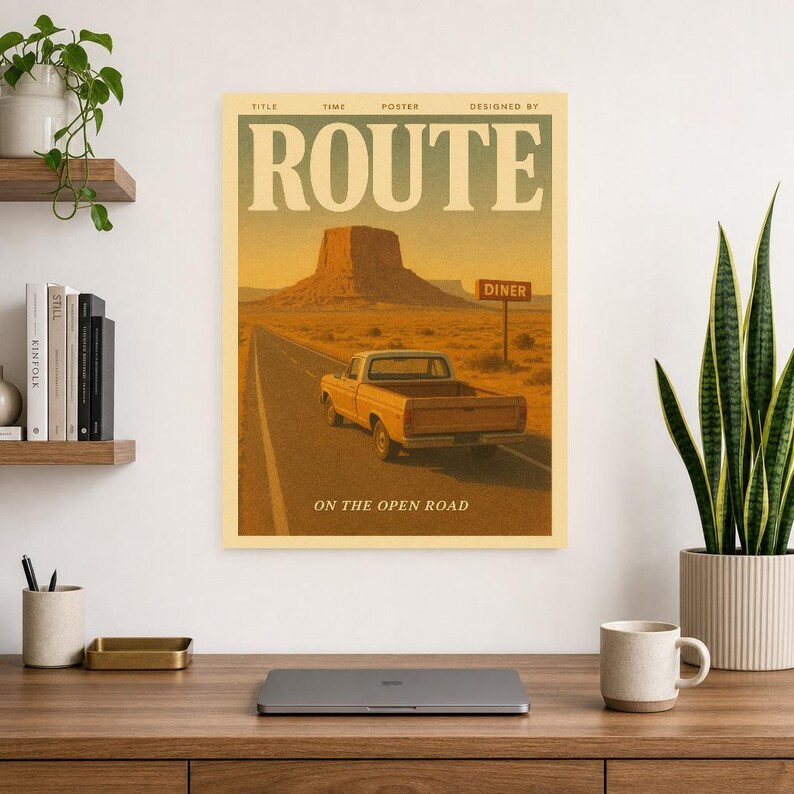 Routeretro-poster | Vintage jaren '70 kunst aan de muur afdrukken | Esthetische tijdschriftafdruk | Halverwege de eeuw retro decor cadeau afbeelding 10