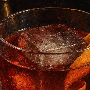 Boulevardier Cocktail Print | Moody Bar Cart Wall Art Print | Whiskey Negroni Still Life image 3