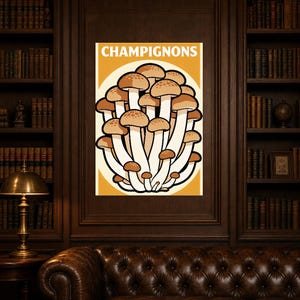 Mushroom Kitchen Wall Art Print | Retro Bistro Food Poster | Maximalist Cottagecore Kitchen Print | Dining Decor image 4