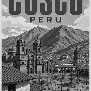 Plakat podróżniczy do Cusco | Vintage Andes Print | Sztuka ścienna z Peru | Wydrukowano i wysłano zdjęcie 10