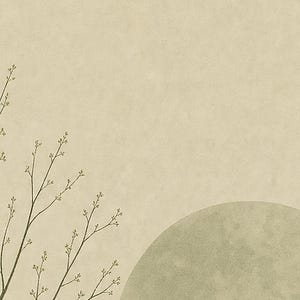 Sage Green Japandi Wall Art Print | Serenity House and Moon | Wabi Sabi Minimal Bedroom Poster image 3