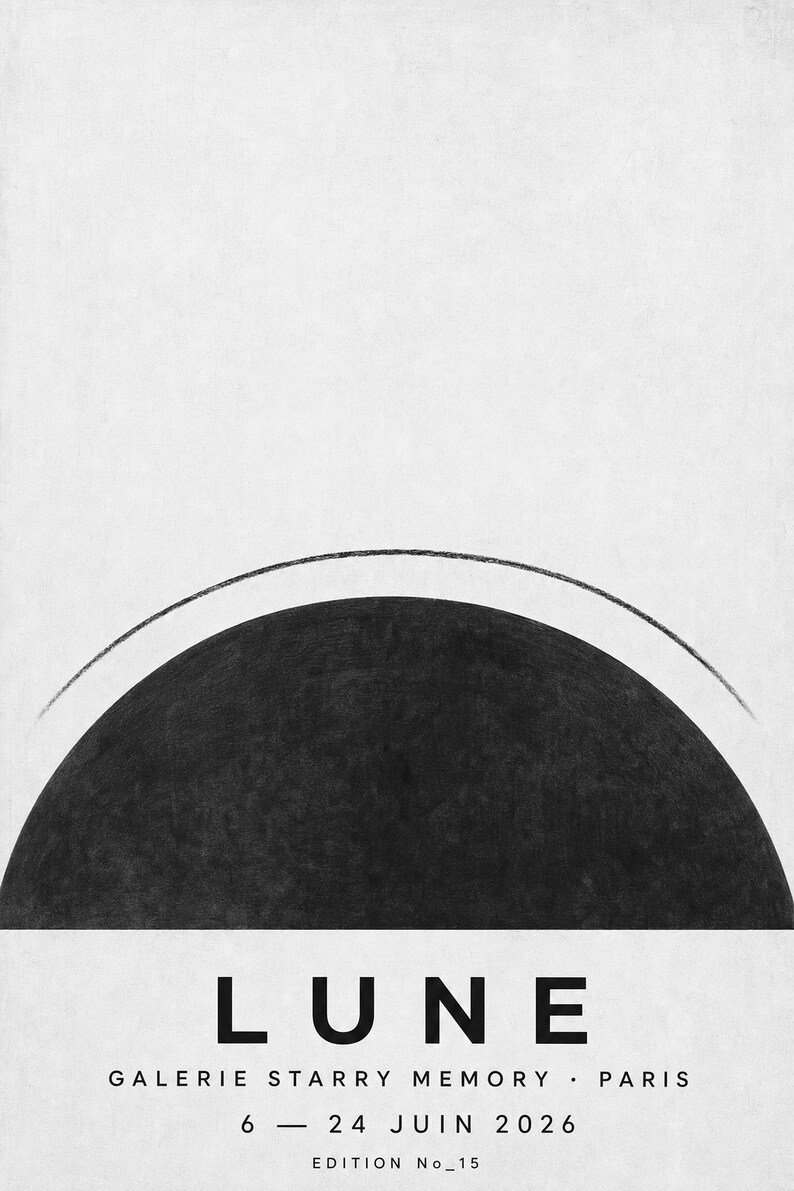 Moon | Abstract Wall Art | Modern Gallery Poster | Minimalist Print | Printed & Shipped image 10