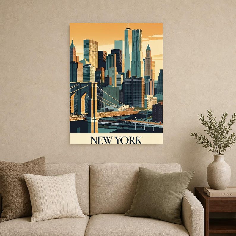 New York Vintage Reiseposter | Retro-USA-Stadt-Kunstdruck | Wanddekoration als Geschenk zur Wohnungserwärmung Bild 12