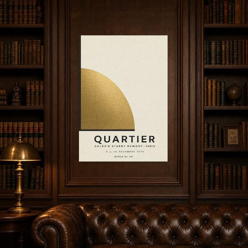 Quartier | Arte Mural Abstracto Dorado | Poster Galeria Moderna | Impresion Geometrica Minimalista imagen 5