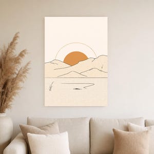 Terracotta Japandi Sun and Moon Wall Art | Minimalist Line Art Poster | Boho Bedroom Print Set of 2 image 4