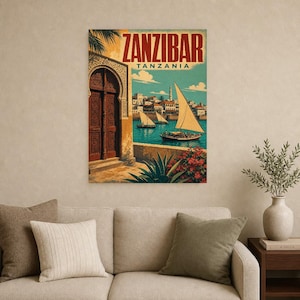 Zanzibar Travel Poster | Vintage Stone Town Print | Tanzania Wall Art | Printed & Shipped image 9