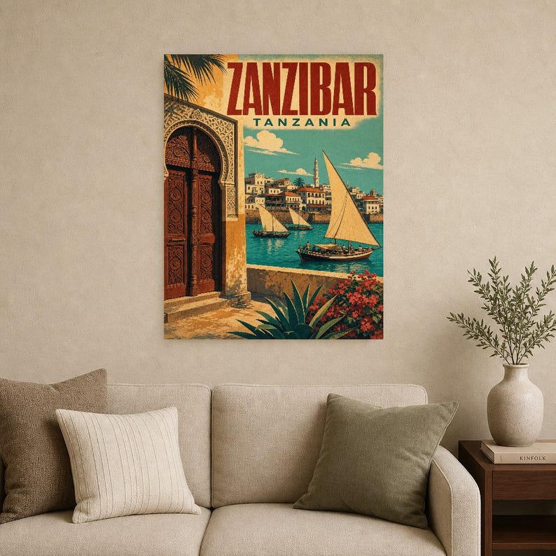 Zanzibar Travel Poster | Vintage Stone Town Print | Tanzania Wall Art | Printed & Shipped image 9