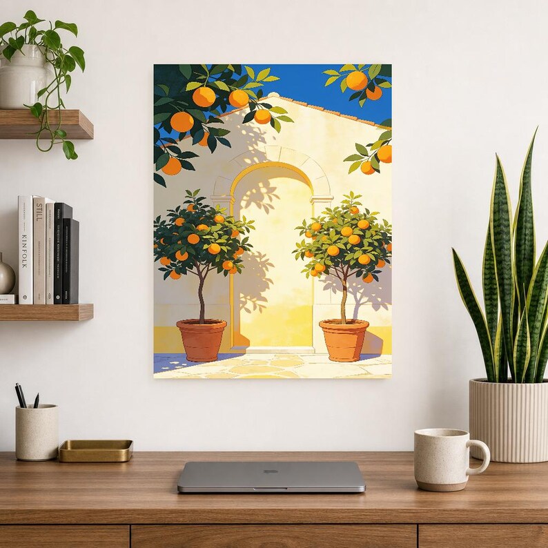 Mediterranean Orange Tree Kitchen Print | Dolce Vita Italian Wall Art Print | Dining Room Summer Decor image 10
