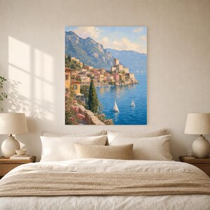 Lake Garda Travel Poster | Soft Painting Italy Wall Art | Italian Lake Malcesine Print | Printed & Shipped image 6