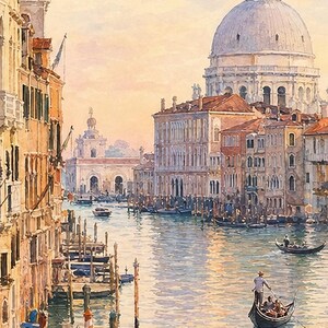 Venice Travel Poster | Soft Painting Italy Wall Art | Grand Canal Gondola Coastal Print | Printed & Shipped image 5