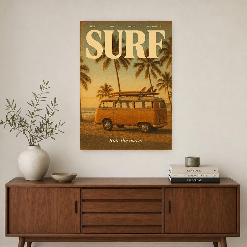 Surfing Retro Poster | Vintage 70s Wall Art Print | Aesthetic Magazine Print | Mid Century Retro Decor Gift image 3