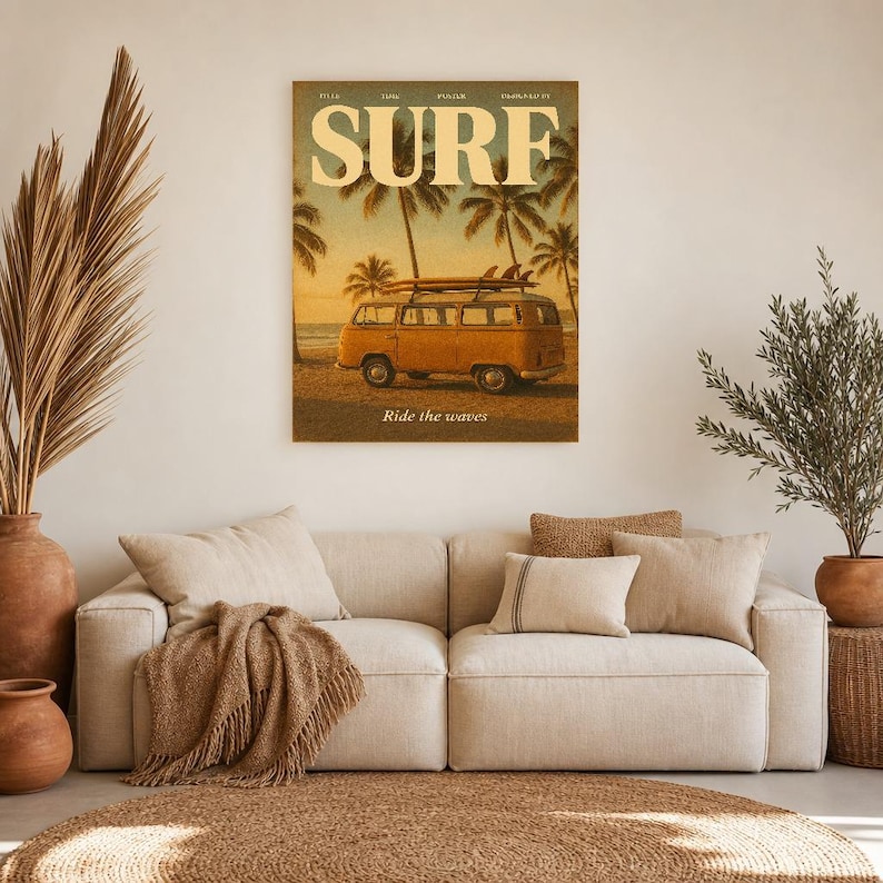 Surfing Retro Poster | Vintage 70s Wall Art Print | Aesthetic Magazine Print | Mid Century Retro Decor Gift image 8