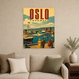 Oslo Travel Poster | Vintage Fjord Print | Norway Wall Art | Printed & Shipped image 9