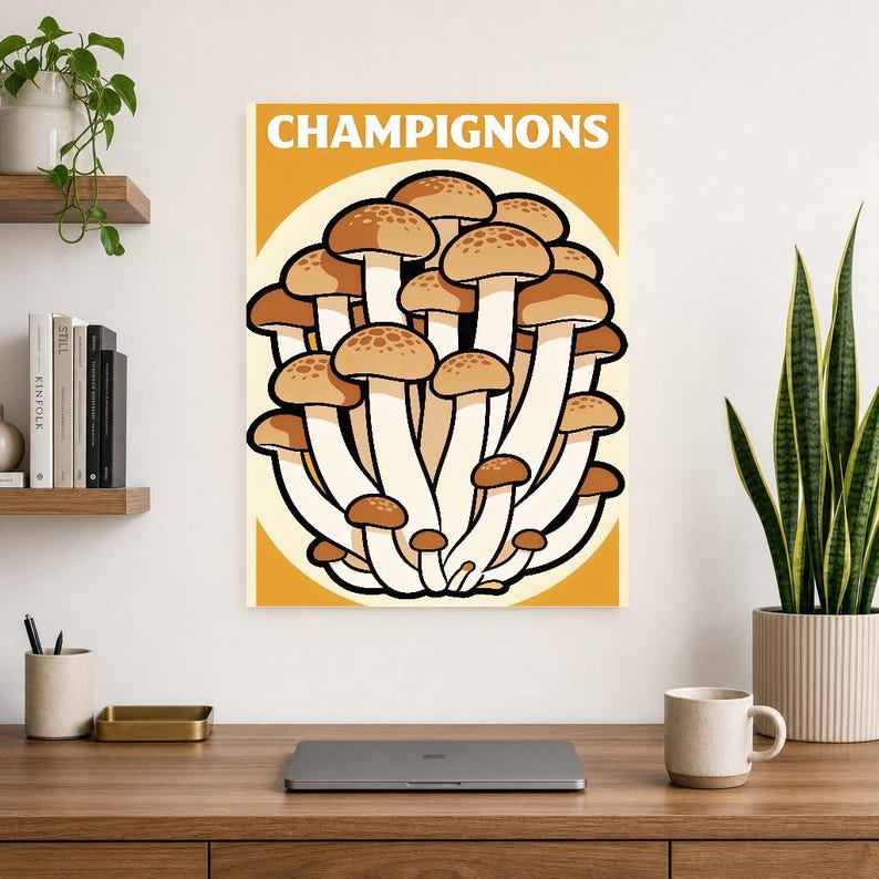 Mushroom Kitchen Wall Art Print | Retro Bistro Food Poster | Maximalist Cottagecore Kitchen Print | Dining Decor image 13
