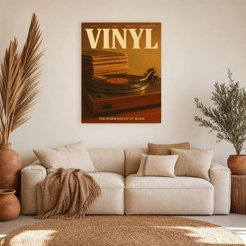 Vinyl Retro Poster | Vintage 70s Wall Art Print | Aesthetic Magazine Print | Mid Century Retro Decor Gift image 8