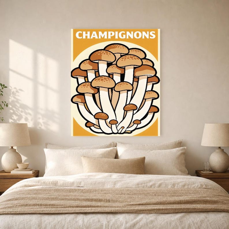 Mushroom Kitchen Wall Art Print | Retro Bistro Food Poster | Maximalist Cottagecore Kitchen Print | Dining Decor image 9