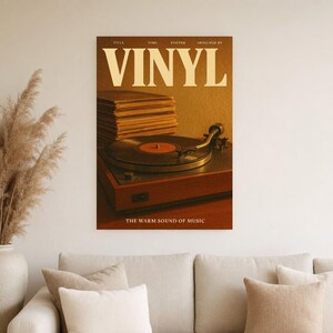 Vinyl Retro Poster | Vintage 70s Wall Art Print | Aesthetic Magazine Print | Mid Century Retro Decor Gift image 2