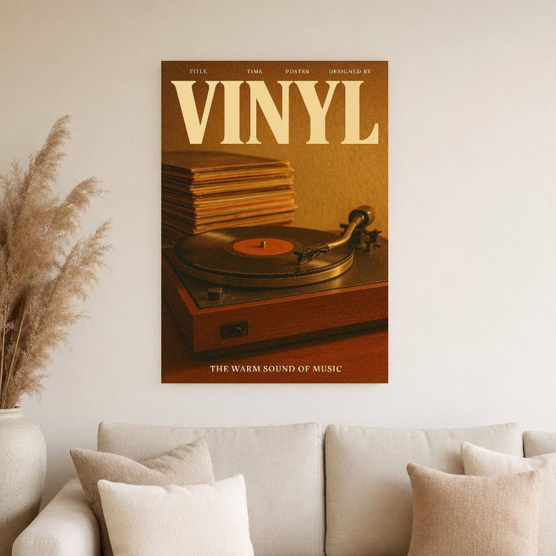 Vinyl Retro Poster | Vintage 70s Wall Art Print | Aesthetic Magazine Print | Mid Century Retro Decor Gift image 2