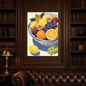 Mediterranean Fruit Bowl Kitchen Print | Dolce Vita Italian Wall Art Print | Dining Room Summer Decor image 4