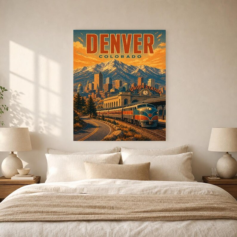 Denver Travel Poster | Vintage Rocky Mountains Print | Colorado Wall Art Print | Mid Century City Decor image 5