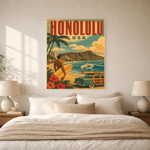 Honolulu Travel Poster | Vintage Hawaii Print | USA Wall Art | Printed & Shipped image 6