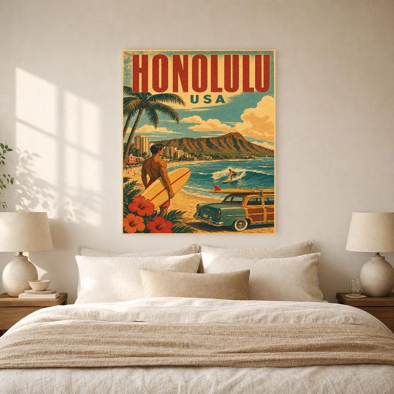 Honolulu Travel Poster | Vintage Hawaii Print | USA Wall Art | Printed & Shipped image 6
