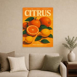 Citrus Retro Poster | Vintage 70s Wall Art Print | Aesthetic Magazine Print | Mid Century Retro Decor Gift image 12