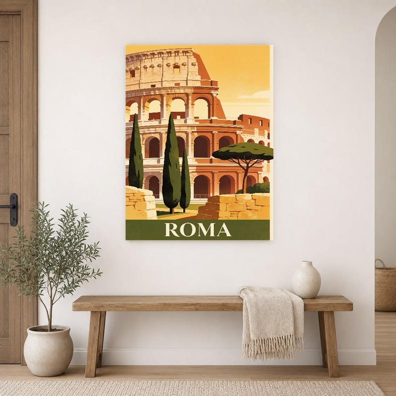 Rome Vintage Travel Poster | Retro Italy City Art Print | Housewarming Gift Wall Decor image 16