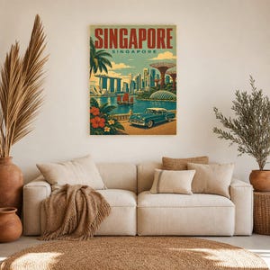 Singapore Travel Poster | Vintage Marina Bay Print | Singapore Wall Art | Printed & Shipped image 7