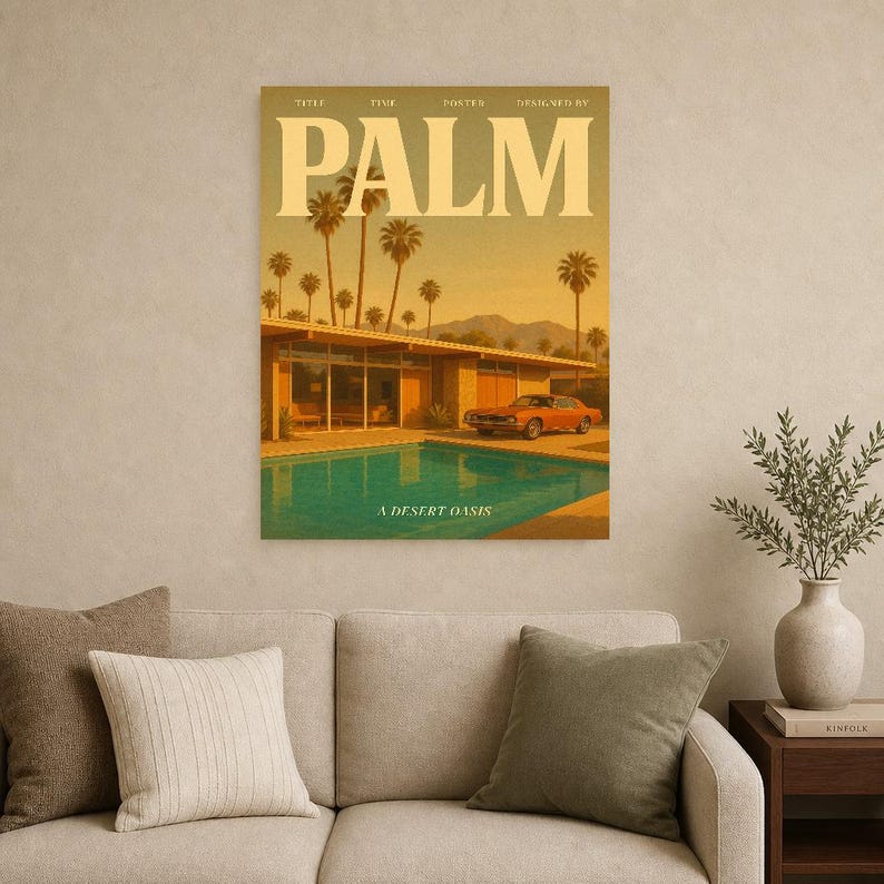 Palm Retro Poster | Vintage 70s Wall Art Print | Aesthetic Magazine Print | Mid Century Retro Decor Gift image 15