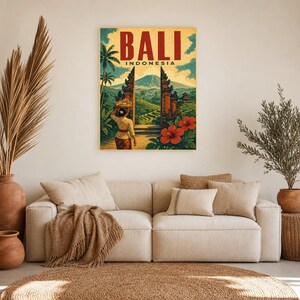 Bali Travel Poster | Vintage Rice Terraces Print | Indonesia Wall Art | Printed & Shipped image 7