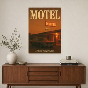 Retro Motel Poster | Vintage 70s Wall Art Print | Aesthetic Magazine Print | Mid Century Retro Decor Gift image 3