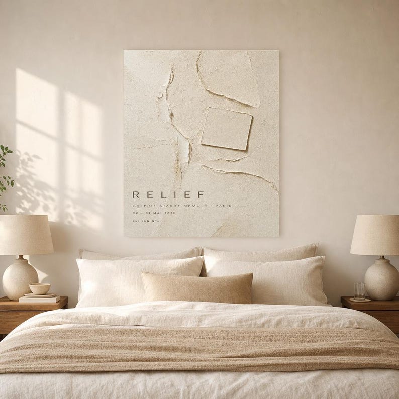 Relief | Abstract Wall Art | Modern Gallery Poster | Beige Textured Minimalist Print | Printed & Shipped image 6