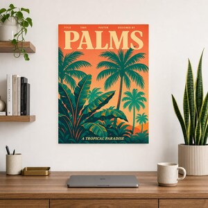 Palms Retro Poster | Vintage 70s Wall Art Print | Aesthetic Magazine Print | Mid Century Retro Decor Gift image 10