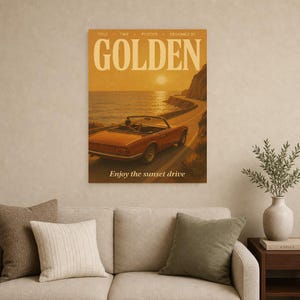 Póster retro dorado | Impresión de arte de pared vintage de los años 70 | Impresión de revista estética ? Regalo de decoración retro de medi imagen 15