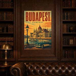 Budapest Travel Poster | Vintage Parliament Print | Hungary Wall Art | Printed & Shipped image 5
