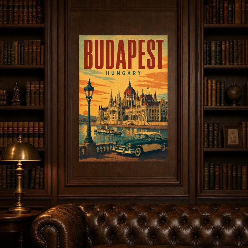 Budapest Travel Poster | Vintage Parliament Print | Hungary Wall Art | Printed & Shipped image 5
