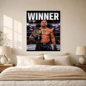 Ciryl Gane Champion Poster | UFC Heavyweight Belt MMA Wall Art Print | Fight Night Decor image 6