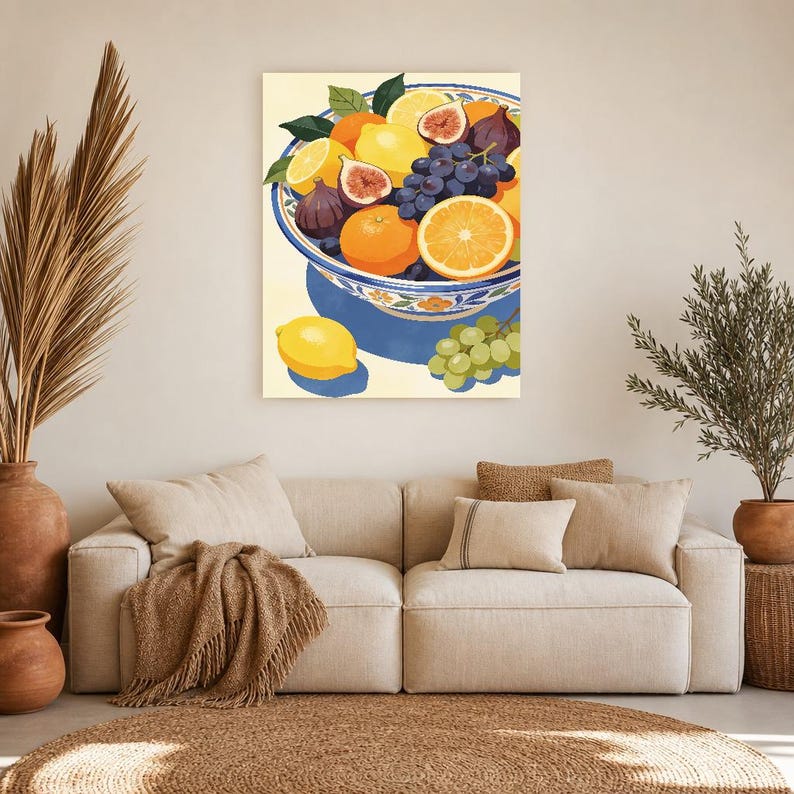 Mediterranean Fruit Bowl Kitchen Print | Dolce Vita Italian Wall Art Print | Dining Room Summer Decor image 8