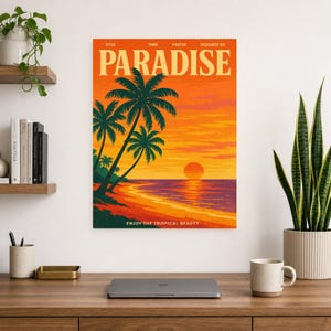 Paradise Retro Poster | Vintage 70s Wall Art Print | Aesthetic Magazine Print | Mid Century Retro Decor Gift image 10