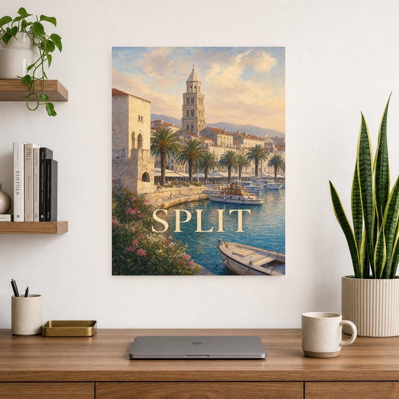 Split Travel Poster | Soft Painting Croatia Wall Art | Named City Coastal Print | Printed & Shipped image 8