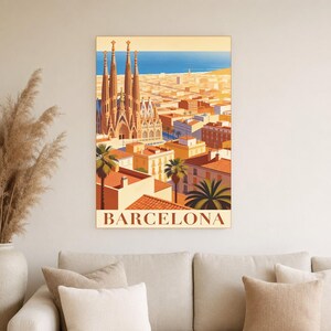 Póster de viaje vintage de Barcelona | Impresión de arte retro de la ciudad de España ? Decoración de pared de regalo de inauguración de la imagen 2