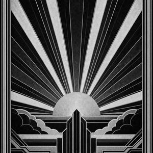 Impresión artística de pared Art Déco Sunburst | Póster geométrico negro dorado | Decoración de pared estilo Neo Deco Gatsby | Elegante esta imagen 10