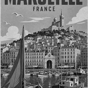 Marseille-Reiseposter | Vintage-Druck des Alten Hafens | Wandbild aus Frankreich | Gedruckt & Versand Bild 10