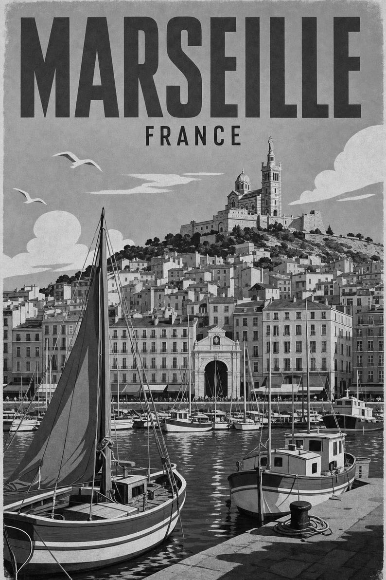 Marseille-Reiseposter | Vintage-Druck des Alten Hafens | Wandbild aus Frankreich | Gedruckt & Versand Bild 10