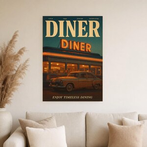Retro Diner Poster | Vintage 70s Wall Art Print | Aesthetic Magazine Print | Mid Century Retro Decor Gift image 5