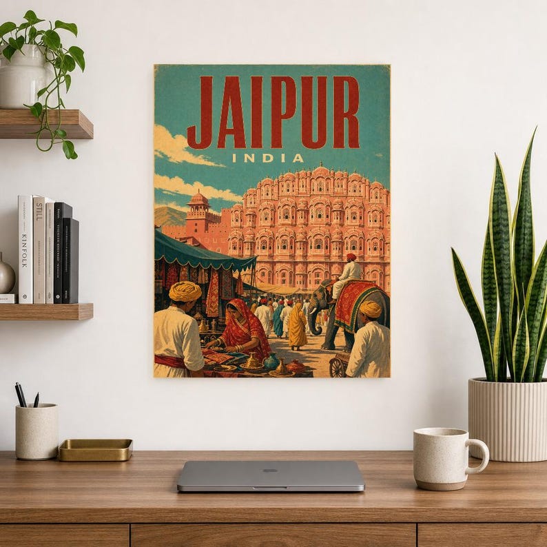 Jaipur Travel Poster | Vintage Pink City Print | Indian Wall Art | Printed & Shipped image 8