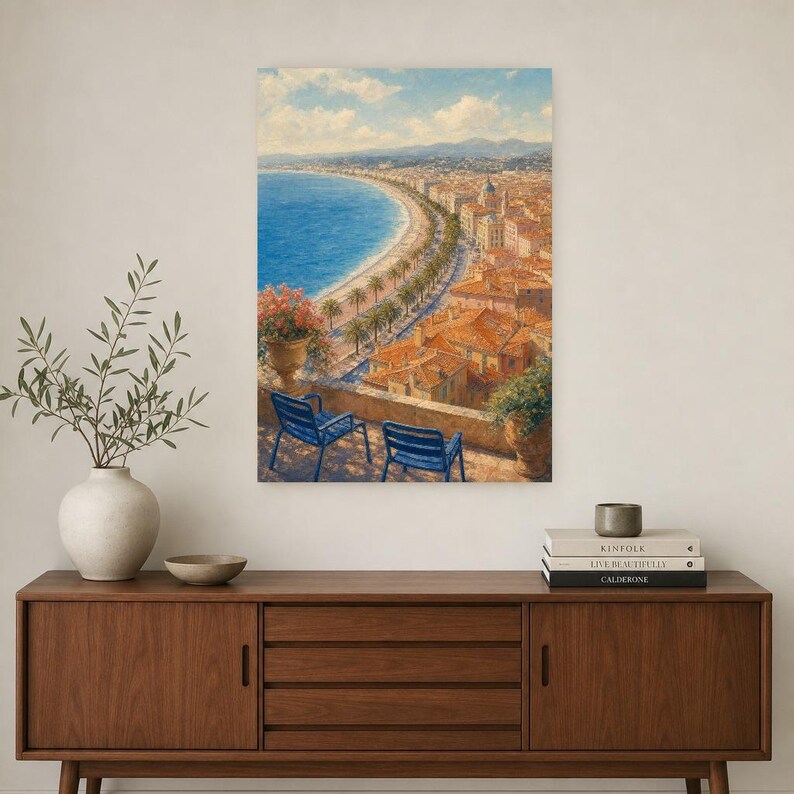 Nice Travel Poster | French Soft Painting Riviera Wall Art | Cote d'Azur Coastal Print | Printed and Shipped image 2