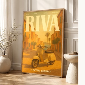 Riva Retro Poster | Vintage 70s Wall Art Print | Aesthetic Magazine Print | Mid Century Retro Decor Gift image 1