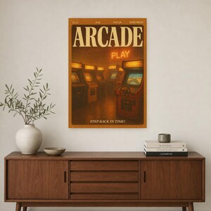 Arcade Retro Poster | Vintage 70s Wall Art Print | Aesthetic Magazine Print | Mid Century Retro Decor Gift image 3